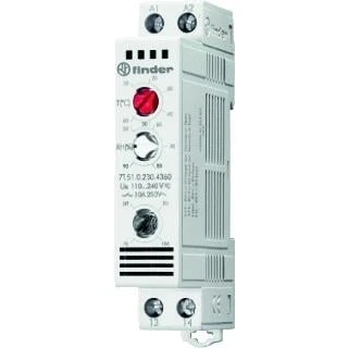 Afbeelding van Finder electronische hygrostaat en thermostaat 1m instelbaar 50 90 rh 10 60graden c temperatuur 230vac din rail 17 5 mm breed 7t 51 0 230 4360
