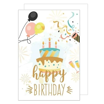 Afbeelding van Edition Seidel Premium XXL Maxi Wenskaart voor verjaardag met envelop formaat DIN A4. Verjaardagskaart Billet Happy Birthday Man Vrouw Spreuken gouden taart (A4 G2650)
