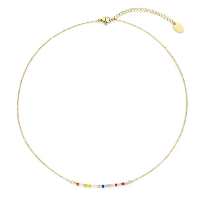 Afbeelding van CO88 Collection 8CN 26424 Kralen Ketting Collier 2,2mm Ankerschakel 1,2mm 40+5cm Multi Kleuren Goudkleurig
