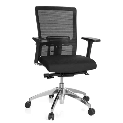 Afbeelding van HJH Office ASTRA BASE Bureaustoel, managersstoel, zwarte netstof, extreem stabiele bekledingsstof, beenruimte door schuifzitting, ergonomische draaistoel, verstelbare armleuningen, 120 kg