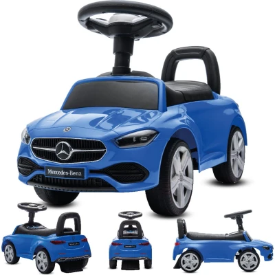 Afbeelding van Mercedes C Class Kindervoertuig, Loopauto met Claxon, ride on, babyauto, loopstoeltje claxon en motorgeluiden, max 25 kg (Blauw)