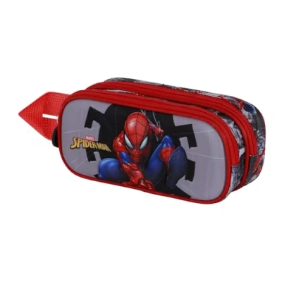 Afbeelding van Karactermania Marvel Spiderman Symbool 3D Pennenzak Potloden Etui met Dubbele Rits Pennenetui Grijs
