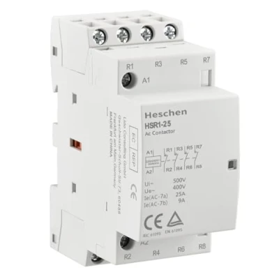 Afbeelding van Heschen Huishoudelijke wisselstroombeveiliging, HSR1 25, 4 polig normaal gesloten, AC 220 V/230 V spoelspanning, 35 mm DIN railhouder