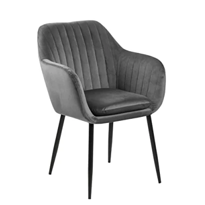 Afbeelding van Sohome Eetkamerstoel &#039;Albin&#039; Velvet, kleur Donkergrijs
