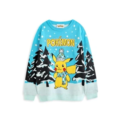 Afbeelding van Pokémon Gebreide blauwe kersttrui voor kinderen Feestelijke Pikachu Trui Leuk &amp; Warm Perfect vakantiecadeau jonge Pokemon trainers Kerst kleding