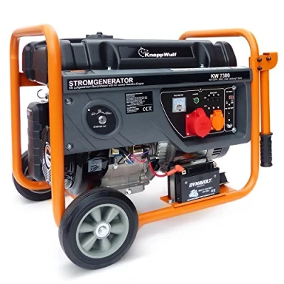 Afbeelding van KnappWulf KW7300 3 fasen benzine generator noodstomaggregaat 6,3kW stroomgenerator met 25 liter brandstoftank oranje