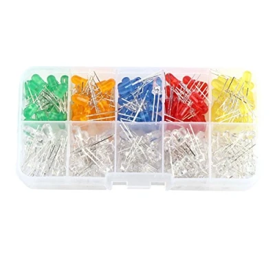 Afbeelding van Akozon LED lichtdiode 200 stuks 5 mm lichtdioden geel rood blauw groen oranje licht assortiment kit