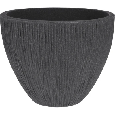 Afbeelding van Bloempot geribbeld Lava 31 cm Grijs