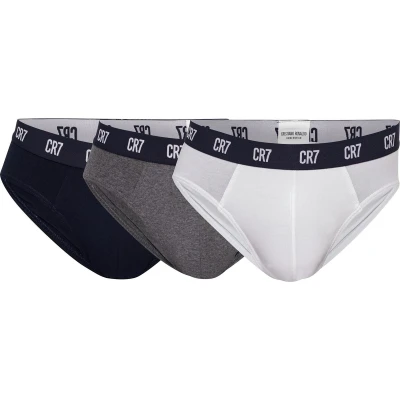 Afbeelding van CR7 Cristiano Ronaldo Herenslips 3P Basic Brief Zwart/Grijs katoen Small Heren