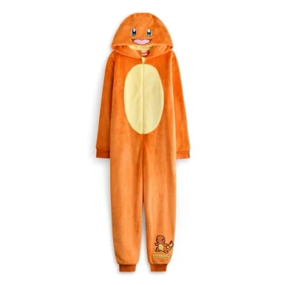 Afbeelding van Pokémon Charmander kinderrompertje Slaappakje met capuchon van personage en grafische print voor kinderen in oranje Kinderzak Monster pyjama nachtkleding jongens meisjes