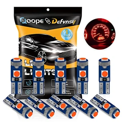 Afbeelding van DEFVNSY Pak van 10 Rood T5 W3W 73 74 286 17 18 79 85 86 2721 Superheldere 3030 3SMD LED voor Auto Zijwigmeter Dashboard Instrumentenpaneelverlichting Lamp Asbak Gloeilamp 12V