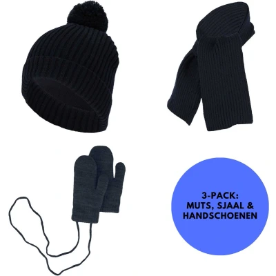 Afbeelding van Sarlini Baby Winterset Handschoenen/Sjaal/Muts 1 2 Jaar Navy