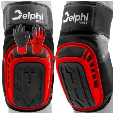 Afbeelding van Delphi Gelkniebeschermers voor werk, professionele kniebescherming met comfortabel gelkussen, kniebeschermer, tegellegger ambachtslieden, doe het zelvers bouwplaatsen, tuin,