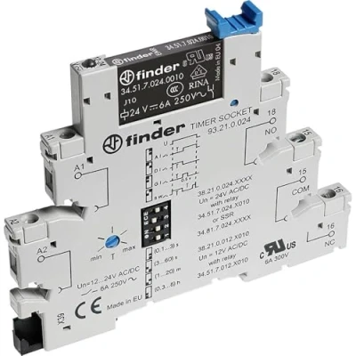 Afbeelding van Finder 38.21.0.012.0060 Tijdrelais 12 V DC/AC 1 stuk(s) Tijdsduur: 0.1 21600 s 1x wisselcontact