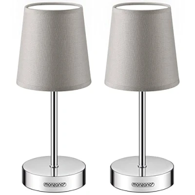 Afbeelding van Monzana Tafellamp 2 Stuks Incl. Lampenkap/ E14/ 32cm Taupe