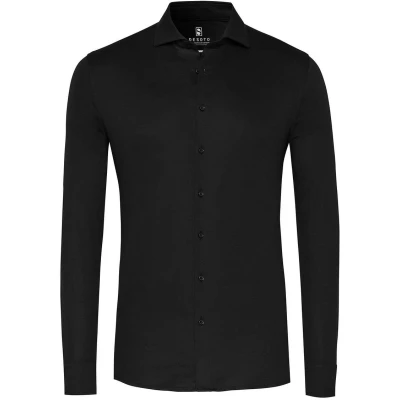 Afbeelding van Desoto Essential Overhemd Hai Jersey Zwart maat 47 Heren Overhemden Casual Print met Slim fit Pasvorm Katoen