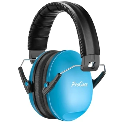 Afbeelding van ProCase Kids Ear Defenders, NRR 21dB gehoorbescherming oorbeschermers voor peuter kinderen, ruisonderdrukkende hoofdtelefoon geluidsblokkerende oorkappen autisme 2 stuks, blauw