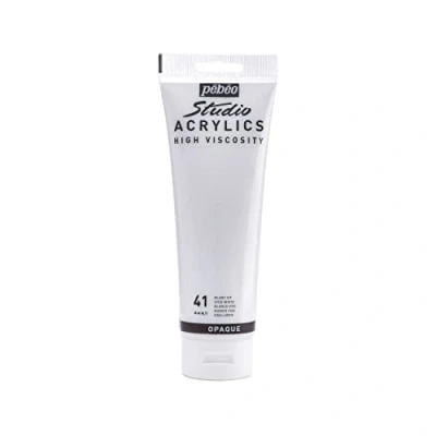 Afbeelding van Pébéo Acryl fijne studio kunststoffen meerlaagse kleur voor je creativiteit acrylverf wit helder 250 ml