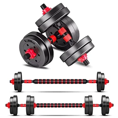 Afbeelding van halterset, korte halters, verstelbaar, 2 delige kunststof lange halterstangen, gewichten voor aerobic, fitness, gym, training, 10 kg (5 x 2)