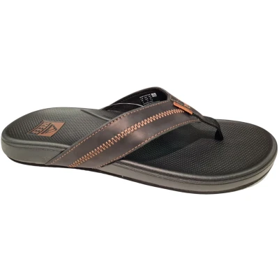 Afbeelding van Reef Cushion Phantom 2.0 leren teenslippers zwart/koffie