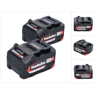 Afbeelding van Metabo accuset 2x Li Power accupack 18 V 4,0 Ah CAS Ion ( 625027000 ) met laadniveau indicator
