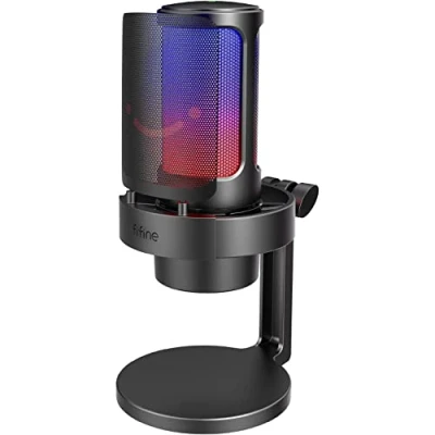 Afbeelding van FIFINE USB microfoon PC, gaming voor streaming podcast studio, USBC PS4, PS5, MAC, met RGB bediening, mute schakelaar, hoofdtelefoonaansluiting, popfilter