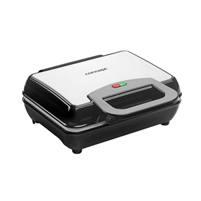 Afbeelding van CONCEPT Hausgeräte VF3040 Wafelijzer in roestvrij stalen design, extra sterk vermogen van 1000 W, hoogwaardige keramische platen met antiaanbaklaag, 400 staal/zwart