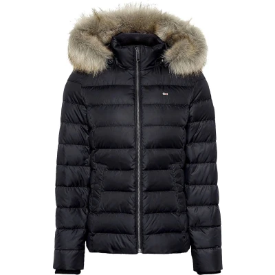 Afbeelding van Tommy Jeans Basic Hooded Jacket Winterjas, Dames, Maat: Large, Black