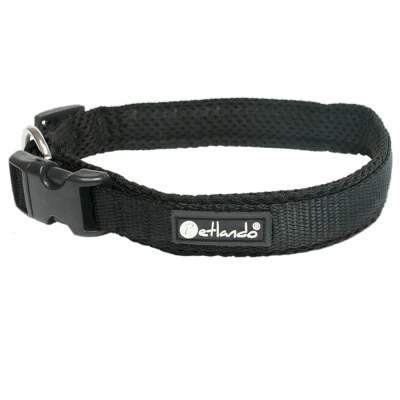 Afbeelding van Petlando Hondenhalsband Mesh Zwart Klikhalsband 50 55/4 cm