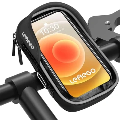 Afbeelding van LEMEGO Telefoonhouder Fiets Fietstas, Bike Phone Holder Bag 360 Draaibaar Waterdicht Reflecterende Stuurtas Stuur Tas Touchscreen voor Telefoon tot 6,8 inch