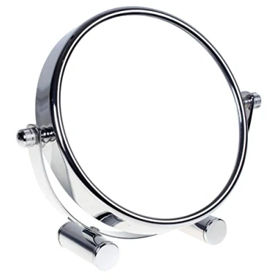 Afbeelding van HIMRY Vrijstaand Klein 5&quot; Scheerspiegel, 5x Vergroting Make up Spiegel, Tweezijdige Draaibare, Verchroomde Cosmetische Tafelspiegel, Compacte Spiegel Voor Thuis en Op Reis, KXD3104