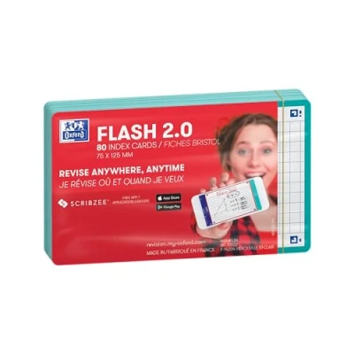 Afbeelding van Oxford Flash 2.0 Flashcards Geruit 5mm A7 Mint Groene rand 80 stuks