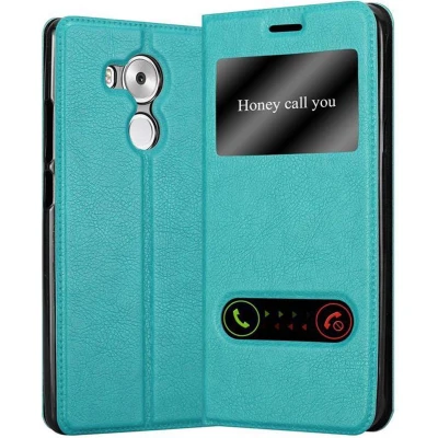 Afbeelding van Cadorabo Hoesje geschikt voor Huawei MATE 8 in MUNT TURKOOIS Beschermhoes met magnetische sluiting, standfunctie en 2 kijkvensters Book Case Cover Etui