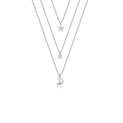 Afbeelding van Elli Layer MOND Stern Ketting silvercoloured, Dames, Maat: 40, Silver coloured