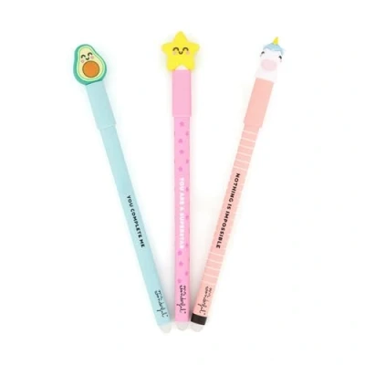 Afbeelding van Mr. Wonderful Set van 3 Bo Unicorn, Avocado, Star uitwisbare pen Niets is onmogelijk Balpen met blauwe inkt