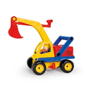 Afbeelding van Lena 04151 actieve graafmachine, ca. 35 cm, met beweegbare speelfiguur, bouwplaatsspeelgoed, voor kinderen vanaf 2 jaar, robuuste graafmachine functionele en handgreep