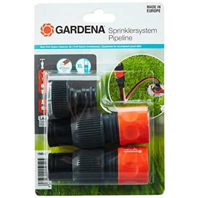 Afbeelding van GARDENA Profi Systeem Aansluitset: Accessoires voor het Aansluiten van Pipeline en Sprinklersystemen op de Waterkraan, Hogere Waterdoorvoer Minder Drukverlies, 1505 23, Standaard, 30x20x20 cm