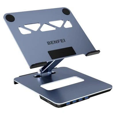 Afbeelding van BENFEI Laptopstandaard met USB C 6in1 dockingstation, HDMI 4K @60Hz, 4*USB3.0, 100 PD Compatibel MacBook Pro/Air, iPad Pro, XPS, Thinkpad