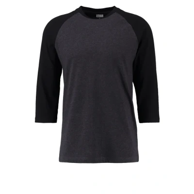 Afbeelding van Urban Classics Contrast 3/4 Sleeve Raglan Longsleeve charcoal/black, Heren, Maat: Large, Charcoal/black