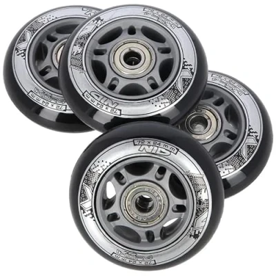 Afbeelding van NILS inliner wielen met kogellagers Set 4 stuks PU ABEC 9 lagers 64 80mm