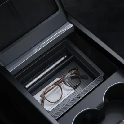 Afbeelding van Spigen Tesla Model 3 2024 Highland Centre Console Organiser Opbergbox 【Smooth Slide Technology】, Middenconsole Armsteun Opbergdoos, Ontworpen voor Accessoires Carbon Editie