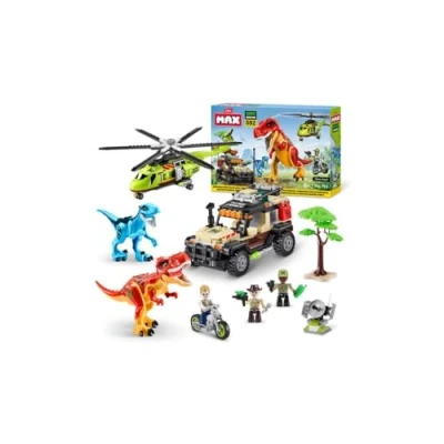 Afbeelding van MAX Dino Adventure Hunt (571 delen) met bouwstenen, geschikt voor kinderen vanaf 5 jaar, het bouwen van voertuigen en nog veel meer