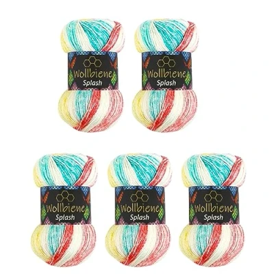 Afbeelding van Wollbiene Splash Batik 7020 Breiwol, 5 x 100 g, 500 gram met kleurverloop, anti pilling, meerkleurig, kleur: meerkleurig