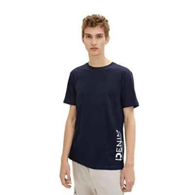 Afbeelding van Tom Tailor Denim heren 1036963 T Shirt, 10668 Sky Captain Blue, M