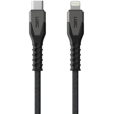Afbeelding van UAG 1.5 m USB C naar Lightning Kabel 30 W Nylon Zwart Geschikt voor Apple iPhone / iPad