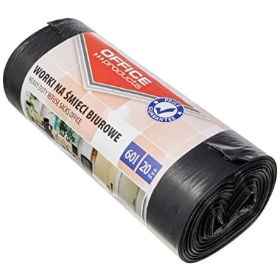 Afbeelding van Office Products 22021229 05 vuilniszakken 60 L 20 stuks LDPE Vuilniszakken, voor het huishoudelijk afval kantoor kleur: zwart foliedikte: μm