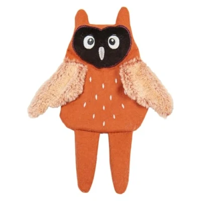 Afbeelding van Jack &amp; Vanilla Revive Hondenknuffel oranje uil speelgoed voor honden gerecycleerde wol knisperend geluid 33 cm