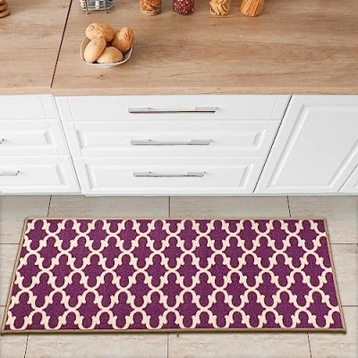 Afbeelding van Ottomanson Glamour Collection Trellis Design Rubberback Runner tapijt, 50 cm x 150 cm, paars
