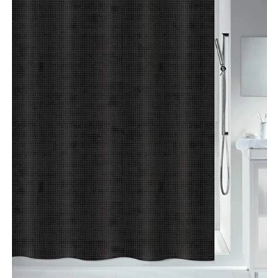 Afbeelding van Spirella Anti schimmel douchegordijn &quot;Georges&quot;, antibacterieel, wasbaar, waterdicht, polyester, 180 x 200 cm, zwart