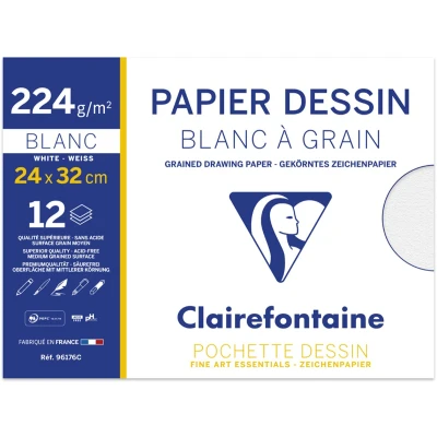 Afbeelding van Clairefontaine Zeichenpapier &#039;Blanc à Grain&#039;, 240 x 320 mm